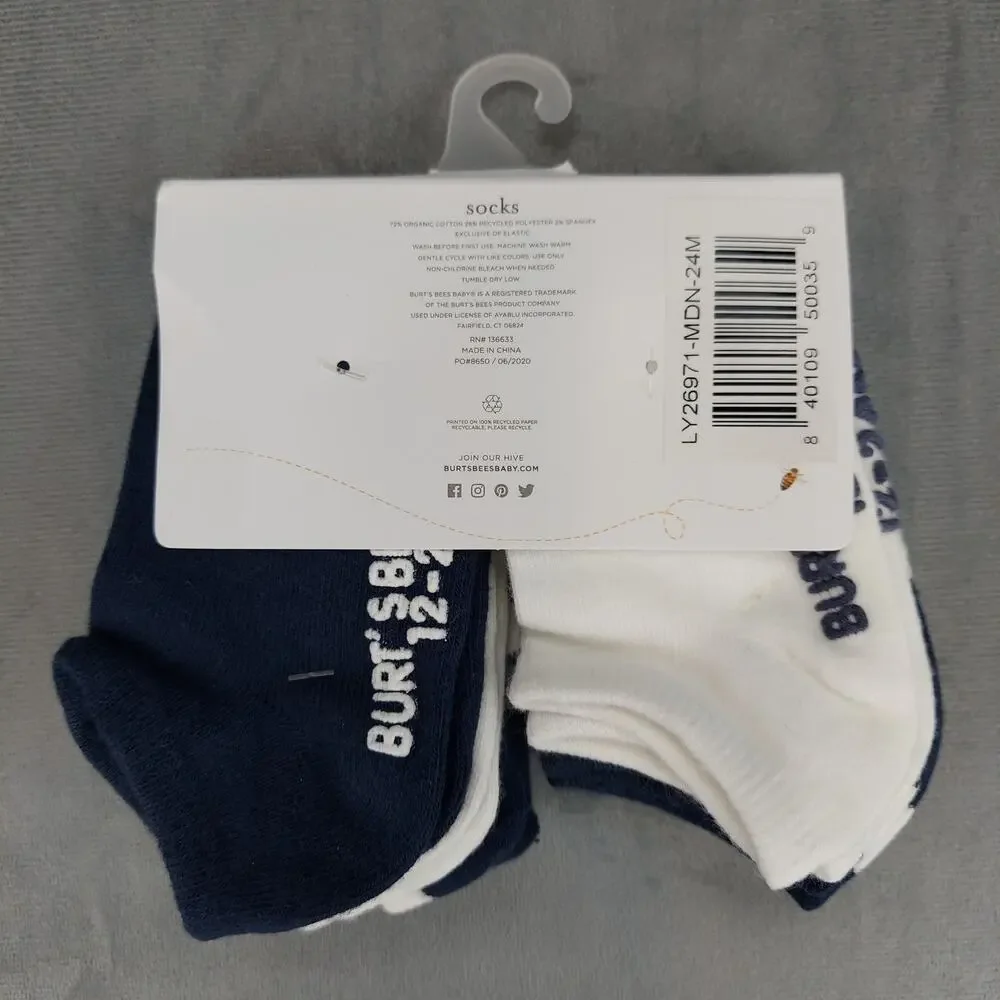 Burt's Bees Solid & Stripes Organic Cotton Unisex Baby Ankle Socks 6 Pack